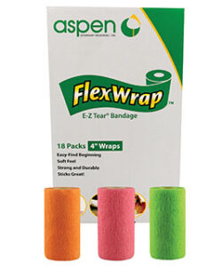 FLEXWRAP E-Z TEAR COHESIVE BANDAGE 4 IN FLUORESCENT ASSORTED 18/BOX